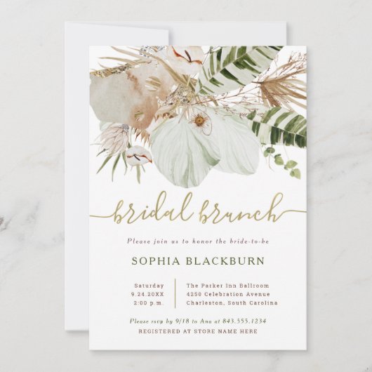Boho Tropical Botanical Floral | Bridal Brunch Einladung (Vorderseite)