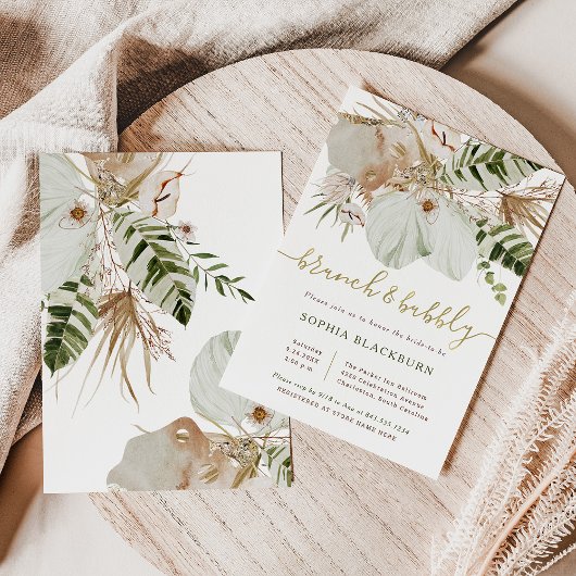 Boho Tropical Botanical Floral | Brunch und Bubbly Einladung