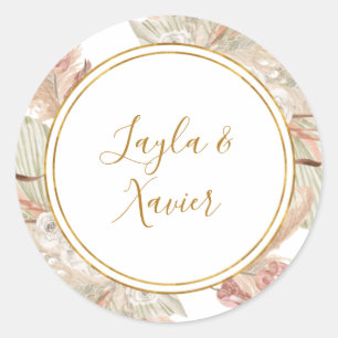 Boho Tropical Botanical Hochzeiten von Umschlag Runder Aufkleber
