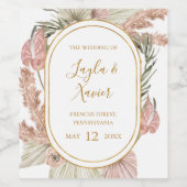 Boho Tropical Botanical | Hochzeitsweinsiegel Weinetikett (Einzelnes Label)