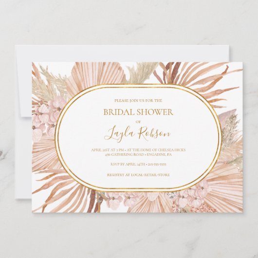 Boho Tropical Botanical | Horizontales Brautparty Einladung (Vorderseite)