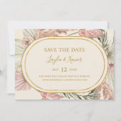 Boho Tropical Botanical | Horizontales Olivenöl Save The Date (Vorderseite)