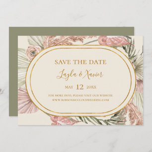 Boho Tropical Botanical   Horizontales Olivenöl Save The Date