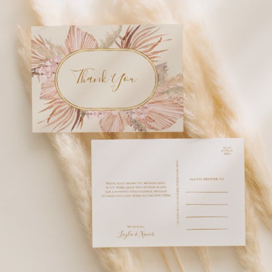 Boho Tropical Botanical | Ivory Wedding Vielen Dan Postkarte