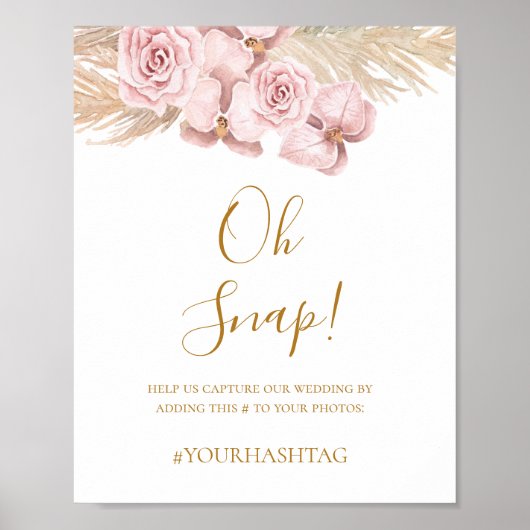 Boho Tropical Botanical | Oh Snap Wedding Hashtag Poster (Vorne)