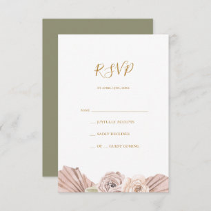 Boho Tropical Botanical   Olive Green RSVP Card