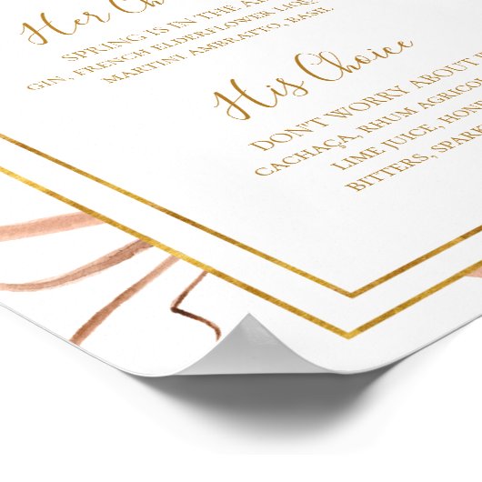 Boho Tropical Botanical | Unterschrift Drinks Poster (Ecke)