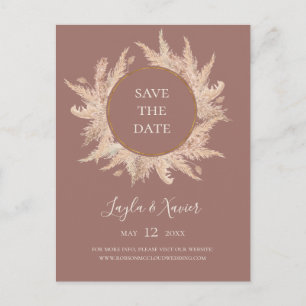 Boho Tropical Botanisch Dusty Rose Save The Date Einladungspostkarte