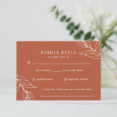 Boho Tropical Burnt Orange Wedding RSVP Card Karte (Stehend Vorderseite)