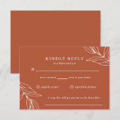 Boho Tropical Burnt Orange Wedding RSVP Card Karte (Vorne/Hinten)