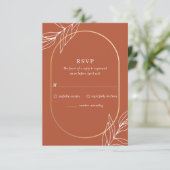 Boho Tropical Burnt Rust Wedding RSVP Card Karte (Stehend Vorderseite)