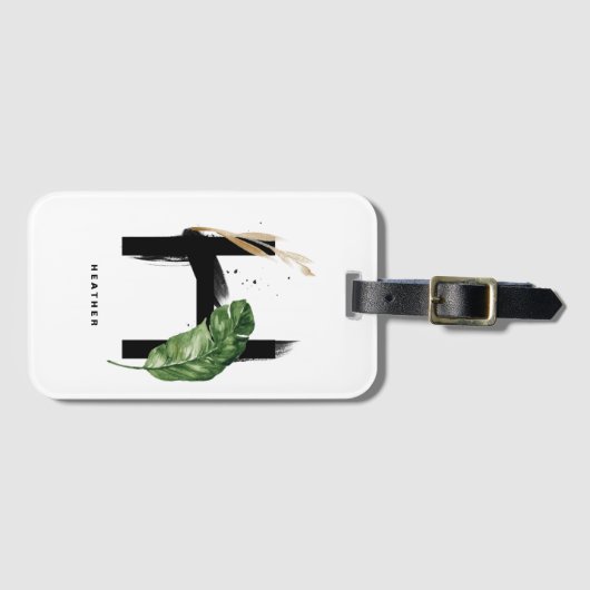 Boho Tropical Cactus Letter H Monogram Bridesmaid Gepäckanhänger (Vorderseite (Horizontal))