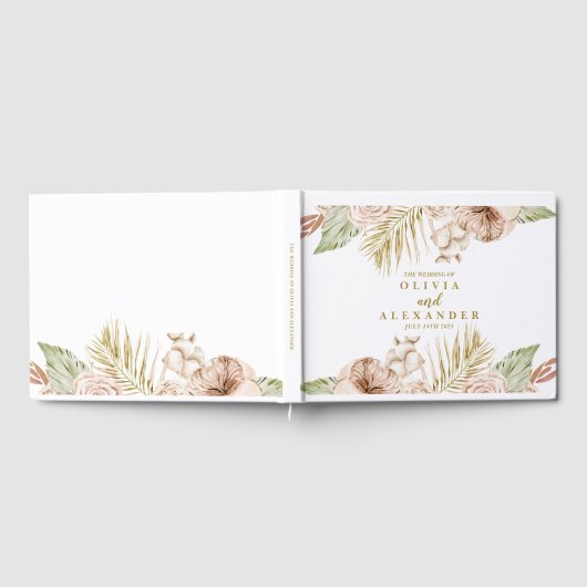 Boho Tropical Dried Floral Palm Blätter Hochzeit Gästebuch (Voll)