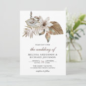 Boho Tropical Dried Palm Floral All in One Wedding Einladung (Stehend Vorderseite)