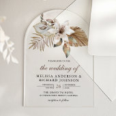 Boho Tropical Dried Palm Floral Wedding Acryleinladungen