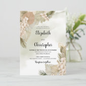 Boho Tropical Driving Palm Blätter White Rose Orch Einladung (Stehend Vorderseite)