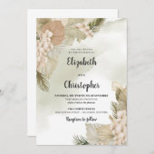 Boho Tropical Driving Palm Blätter White Rose Orch Einladung (Vorne/Hinten)