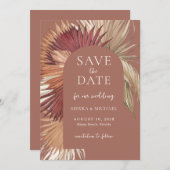 Boho Tropical Fan Palms Hochzeit speichern Sie das Save The Date (Vorne/Hinten)