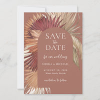 Boho Tropical Fan Palms Hochzeit speichern Sie das