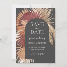 Boho Tropical Fan Palms Hochzeit speichern Sie das Save The Date