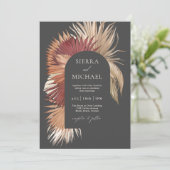 Boho Tropical Fan Palms Küste Elegante Einladung (Stehend Vorderseite)