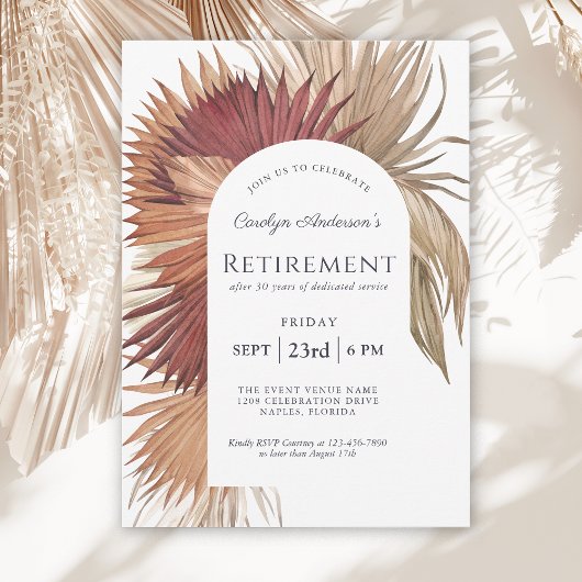 Boho Tropical Fan Palms Retirement Party Einladung