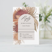 Boho Tropical Fan Palms Wedding RSVP Karte (Stehend Vorderseite)