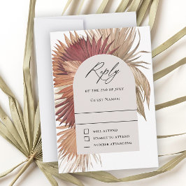 Boho Tropical Fan Palms Wedding RSVP Karte