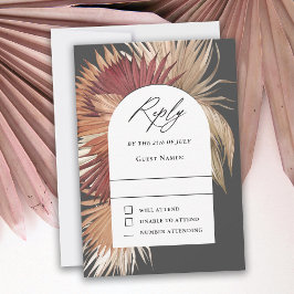 Boho Tropical Fan Palms Wedding RSVP Karte