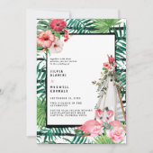 Boho Tropical Flamingo Wedding Einladung (Vorderseite)