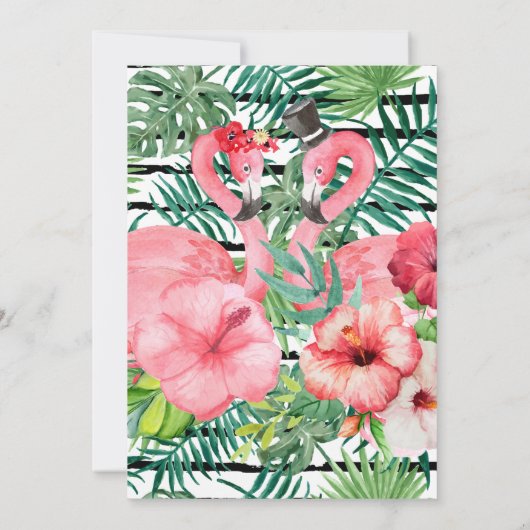 Boho Tropical Flamingo Wedding Einladung (Rückseite)