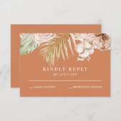 Boho Tropical Floral and palm terracotta wedding R RSVP Karte (Vorne/Hinten)