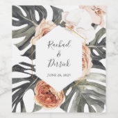 Boho Tropical Floral Beach Hochzeit Weinetikett (Einzelnes Label)