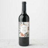 Boho Tropical Floral Beach Hochzeit Weinetikett (Vorderseite)