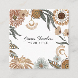 Boho Tropical Floral Business Card Quadratische Visitenkarte