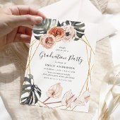 Boho Tropical Floral Frame Graduation Party Einladung
