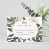 Boho Tropical Floral Geometric Frame Wedding RSVP Karte (Stehend Vorderseite)