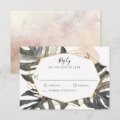 Boho Tropical Floral Geometric Frame Wedding RSVP Karte (Vorne/Hinten)