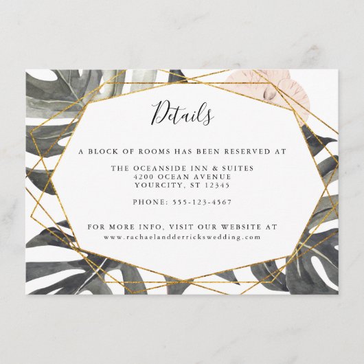 Boho tropical floral Geometric Wedding Details Begleitkarte (Vorderseite)