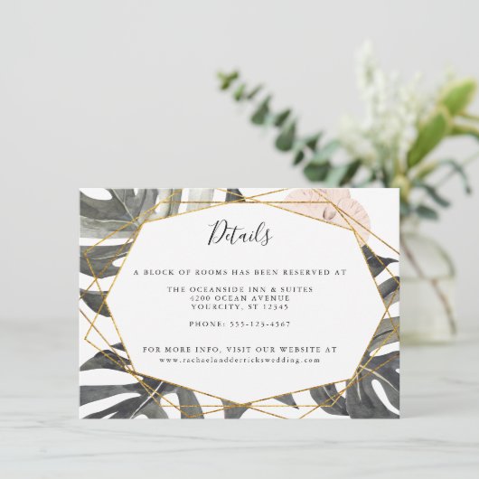 Boho tropical floral Geometric Wedding Details Begleitkarte (Stehend Vorderseite)
