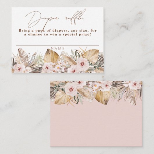 Boho Tropical Floral Girl Duwer Windelwanne Begleitkarte (Vorne/Hinten)