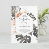 Boho Tropical Floral Graduation Party Einladung (Stehend Vorderseite)