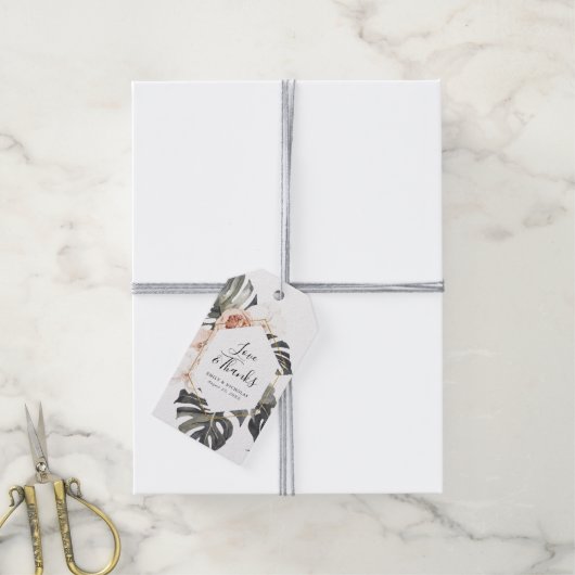 Boho Tropical Floral | Hochzeit Geschenkanhänger (Mit Garn)