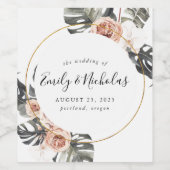 Boho Tropical Floral | Hochzeit Weinetikett (Einzelnes Label)