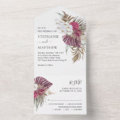 Boho Tropical Floral Orchid Wedding All In One Einladung (Innen Boden)