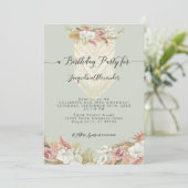 Boho Tropical Floral Pampas Grass Birthday Party Einladung (Stehend Vorderseite)