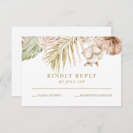 Boho Tropical Floral und Palm Terracotta Hochzeit RSVP Karte