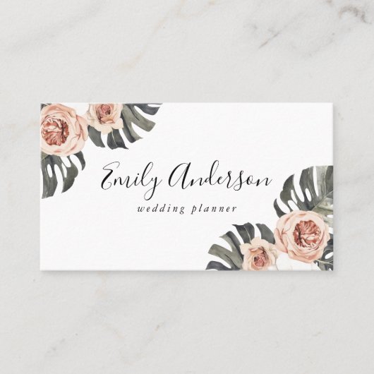 Boho Tropical Floral Visitenkarte (Vorderseite)