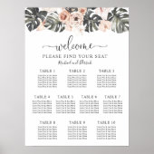 Boho Tropical Floral Wedding Chart Poster (Vorne)