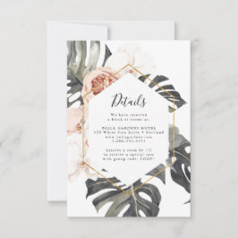 Boho Tropical Floral Wedding Details Card RSVP Karte